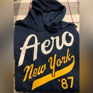 Aeropostale Men Size 2XL (Unisex) Hoodie Sweatshirt Navy Blue Long Sleeve